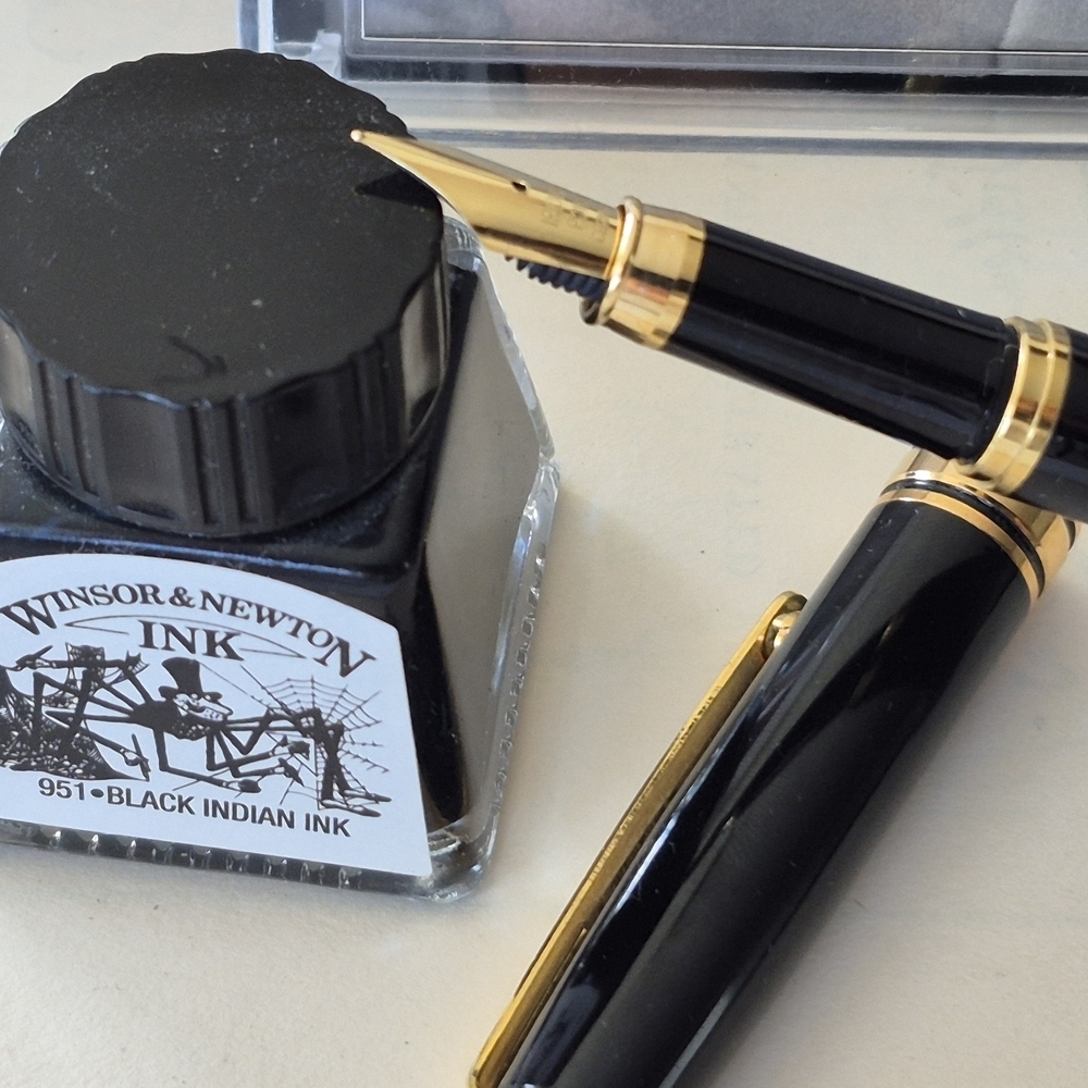 Brand New Iridium Made In Germany Black Fountain Pen with Gold Accents - Picture 5 of 6